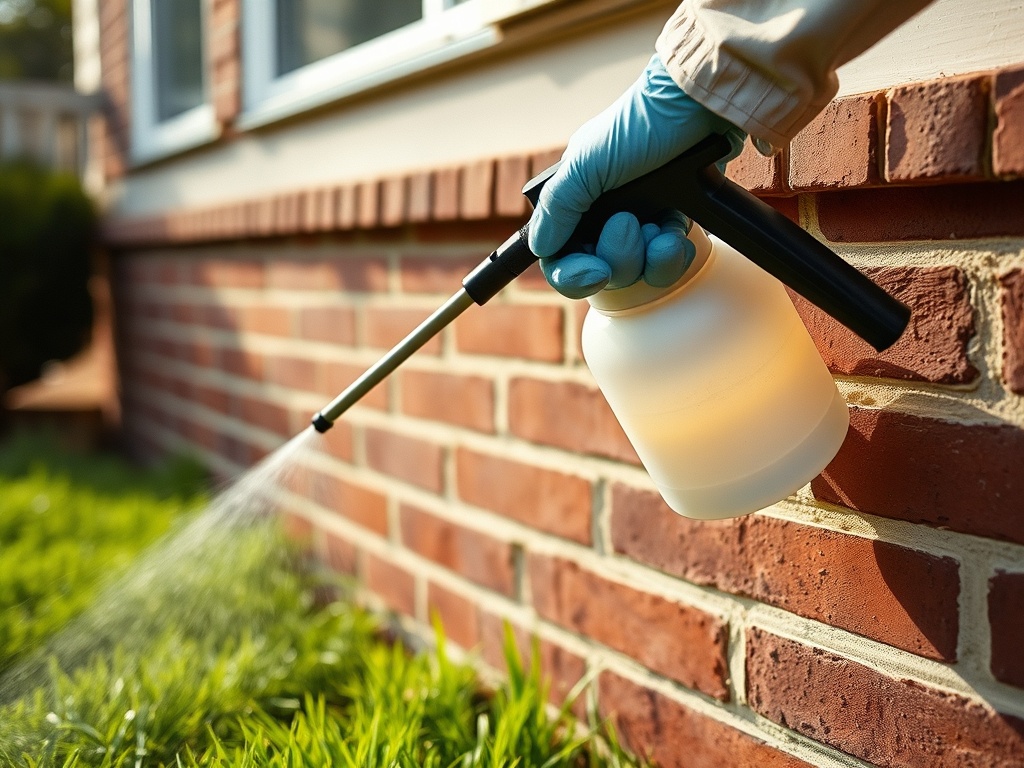 Pest control professional inspecting home exterior in Long Beach